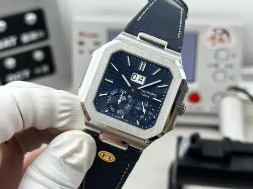 Replica Patek Philippe Cubitus 5822P-001 blue dial leather strap