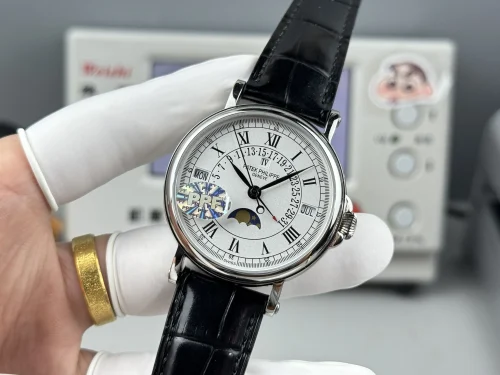 Replica Patek Philippe 5159-001 white gold perpetual calendar black strap