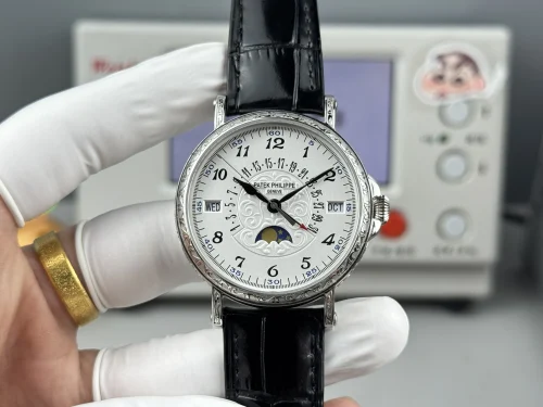 Replica Patek Philippe 5159-001 white gold perpetual calendar black strap