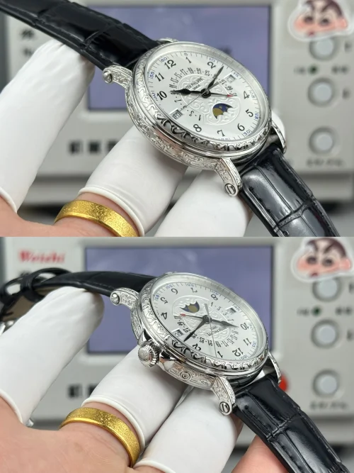 Replica Patek Philippe 5159-001 white gold perpetual calendar black strap
