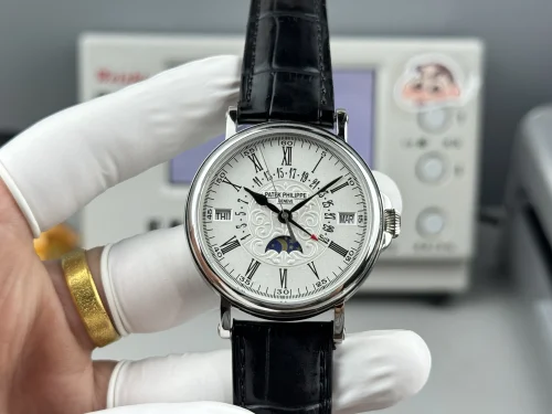 Replica Patek Philippe 5159-001 white gold perpetual calendar black strap