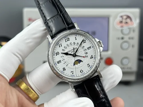 Replica Patek Philippe 5159-001 white gold perpetual calendar black strap