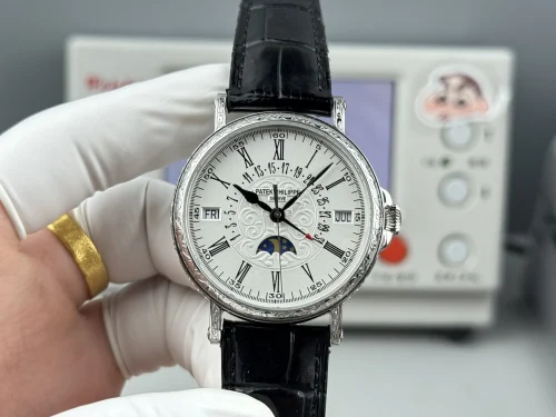 Replica Patek Philippe 5159-001 white gold perpetual calendar black strap