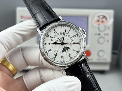 Replica Patek Philippe 5159-001 white gold perpetual calendar black strap
