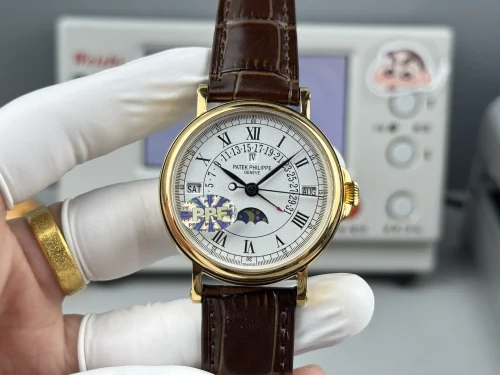 Replica Patek Philippe 5159-003 yellow gold perpetual calendar brown strap