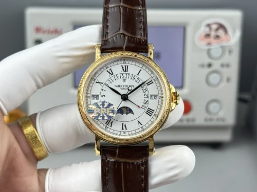 Replica Patek Philippe 5159-003 yellow gold perpetual calendar brown strap