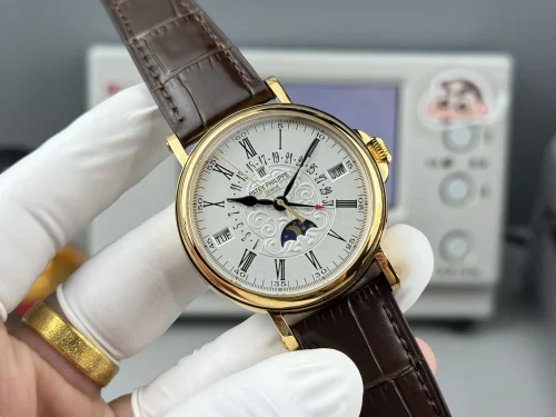 Replica Patek Philippe 5159-003 yellow gold perpetual calendar brown strap