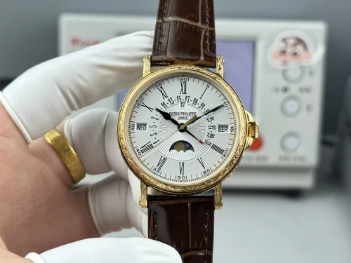 Replica Patek Philippe 5159-003 yellow gold perpetual calendar brown strap