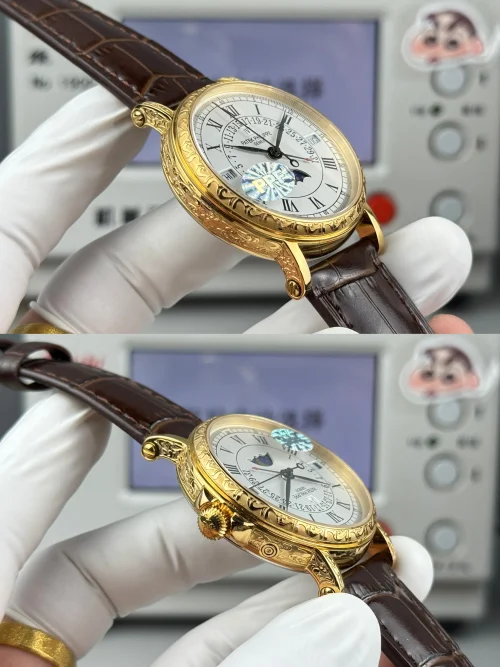Replica Patek Philippe 5159-003 yellow gold perpetual calendar brown strap