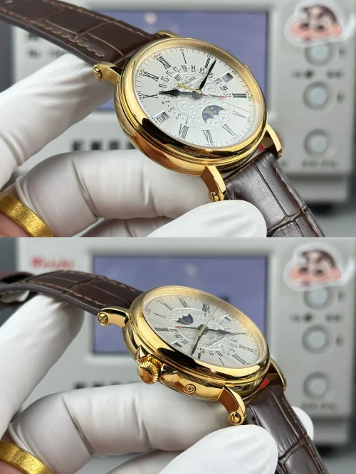 Replica Patek Philippe 5159-003 yellow gold perpetual calendar brown strap
