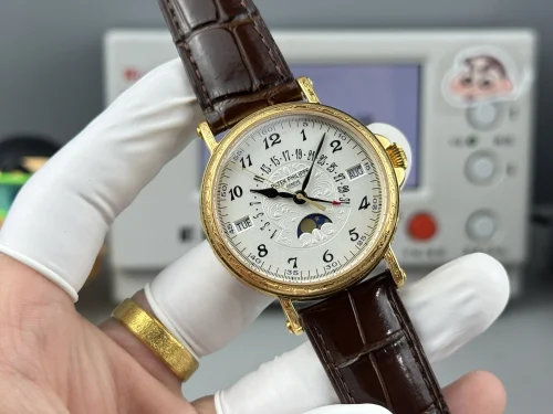 Replica Patek Philippe 5159-003 yellow gold perpetual calendar brown strap