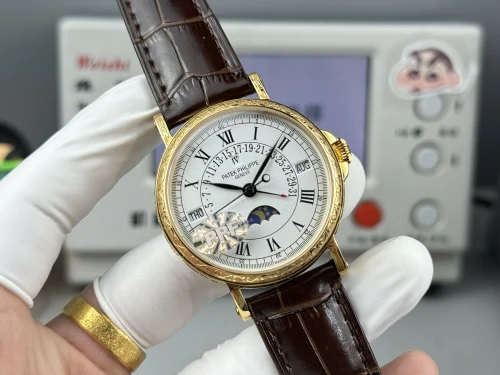 Replica Patek Philippe 5159-003 yellow gold perpetual calendar brown strap