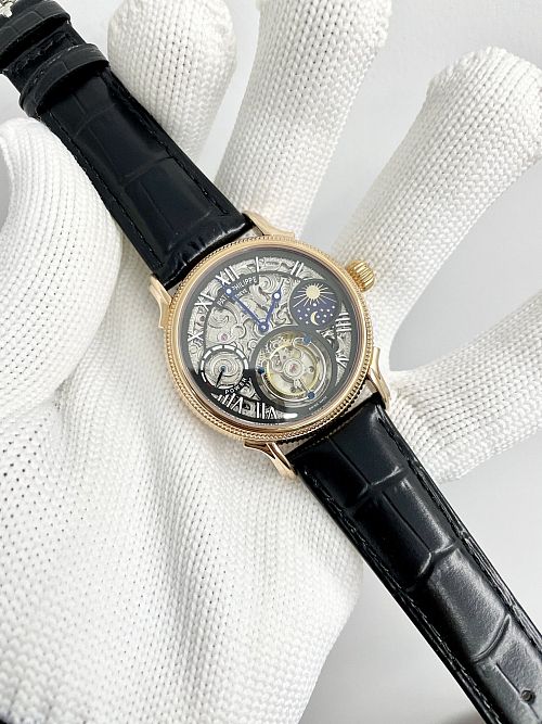 Replica Patek Philippe Sky Moon Tourbillon 42mm skeleton dial rose gold