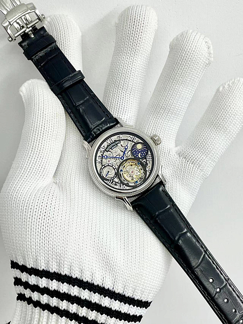 Replica Patek Philippe Sky Moon Tourbillon 42mm skeleton dial rose gold