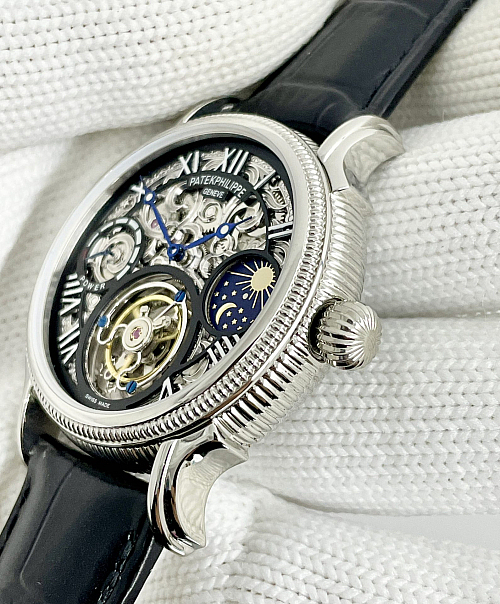 Replica Patek Philippe Sky Moon Tourbillon 42mm skeleton dial rose gold