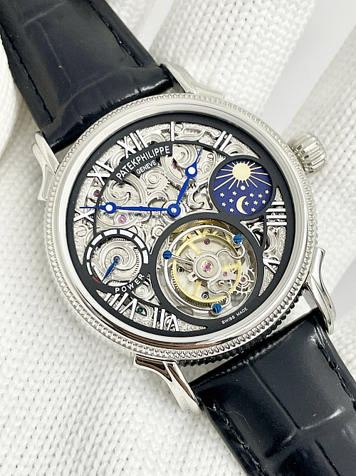 Replica Patek Philippe Sky Moon Tourbillon 42mm skeleton dial rose gold