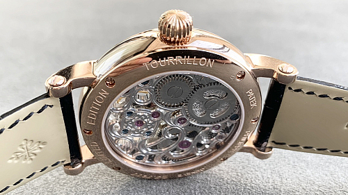Replica Patek tourbillon moonphase black dial gold steel