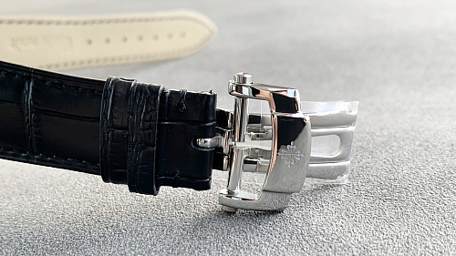 Replica Patek tourbillon moonphase black dial gold steel