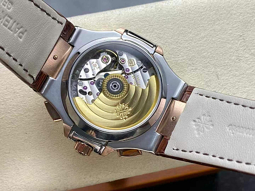 Replica Patek Philippe Nautilus 5980R blue dial leather strap 40.5mm