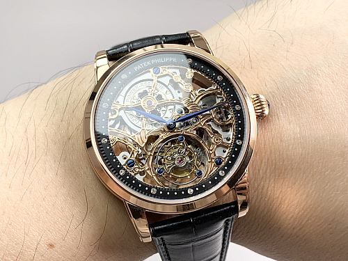 Replica Patek Philippe 5104P-002 rose gold skeleton tourbillon