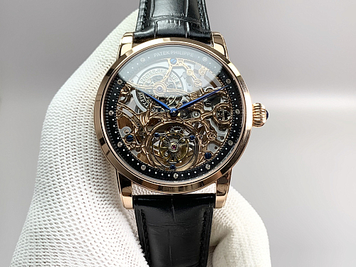 Replica Patek Philippe 5104P-002 rose gold skeleton tourbillon