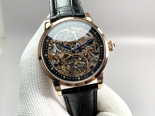 Replica Patek Philippe 5104P-002 rose gold skeleton tourbillon