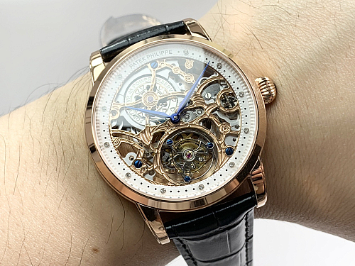Replica Patek Philippe 5104P-002 rose gold skeleton tourbillon