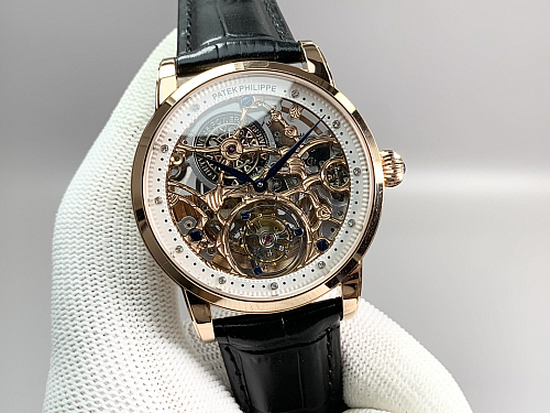 Replica Patek Philippe 5104P-002 rose gold skeleton tourbillon