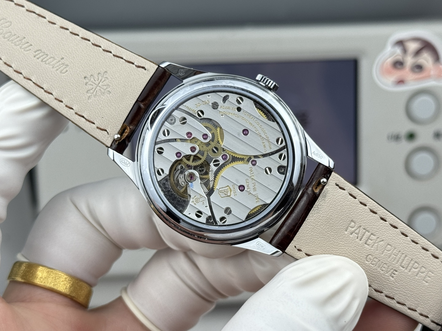 Replica Patek Philippe Calatrava 6196P-001 crown detail