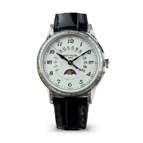 Replica Patek Philippe 5159-001 white gold perpetual calendar black strap