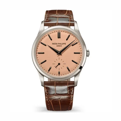 Replica Patek Philippe Calatrava 6196P-001 salmon dial 38mm leather strap
