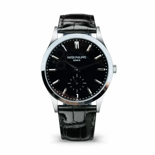 Replica Patek Philippe Calatrava 6196P-004 black dial 38mm leather strap