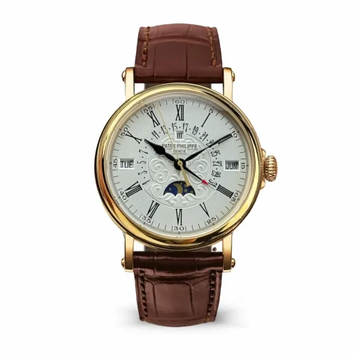 Replica Patek Philippe 5159-003 yellow gold perpetual calendar brown strap