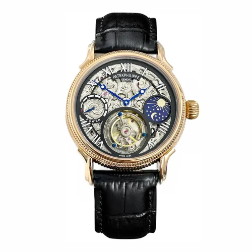 Replica Patek Philippe Sky Moon Tourbillon 42mm skeleton dial rose gold