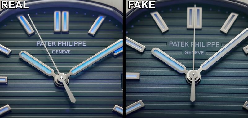 Real Patek Philippe Nautilus vs fake side by side comparison