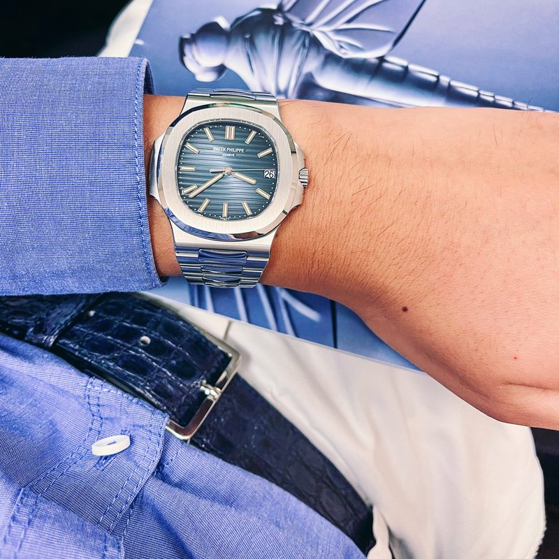 Patek Philippe Nautilus 5711 blue dial on wrist